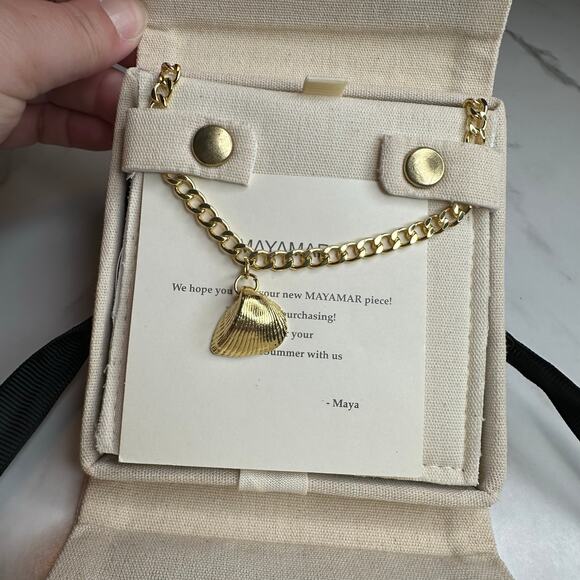 Mayamar Sea Shell Curb Chain Necklace 24K Gold Plated NWT Coastal Cowgirl - Picture 2 of 6